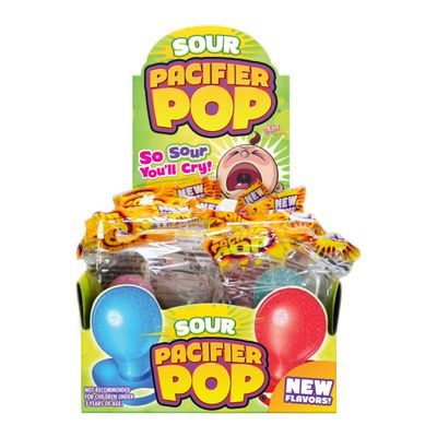 Sour Pacifier Pops - Bulk Sour Pacifier Lollipops - Individually Wrapped Candy Pacifiers - Lollipop Candy Party Favors - Box of 12
