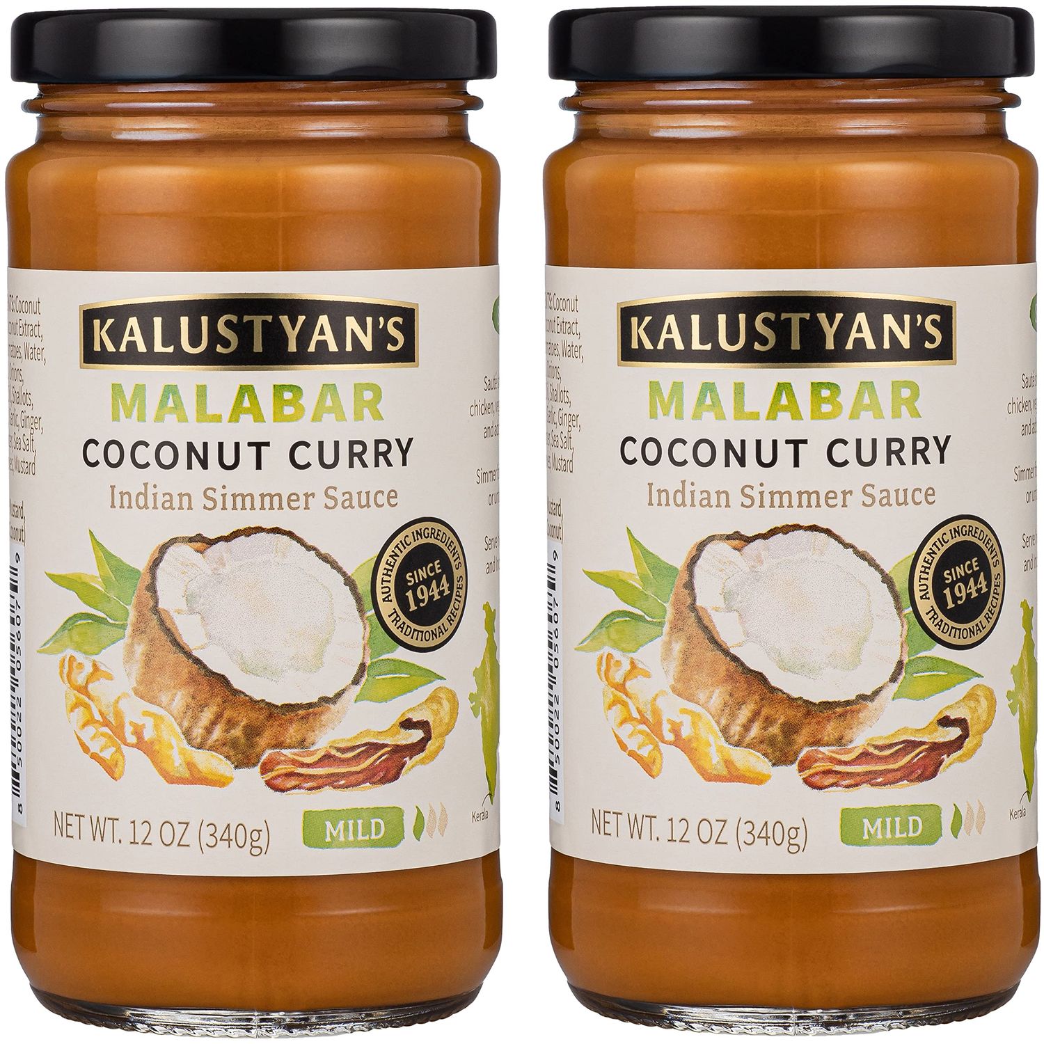 Kalustyan&#39;s Coconut Curry Sauce, Indian Simmer Sauce - From New York City&#39;s Favorite Spice Destination - Notes of Tangy Tamarind, Turmeric, Ginger and Curry Leaves - Gluten-Free, Vegan, 12oz - 2 Pack