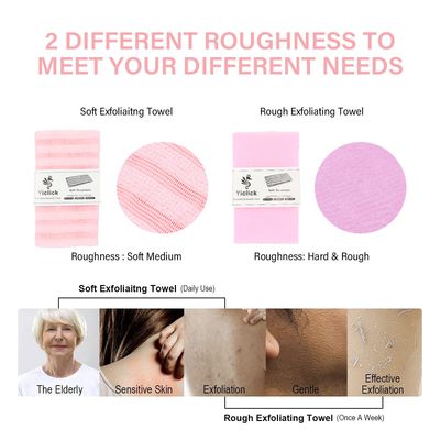 Yiclick Exfoliating Washcloth Towel - Exfoliating Body Scrubber, Loofah Wash Sponge - Korean &amp; Japanse &amp; African Washcloth - Soft Rough Exfoliating Back Scrubber - for Senstive and Rough Skin