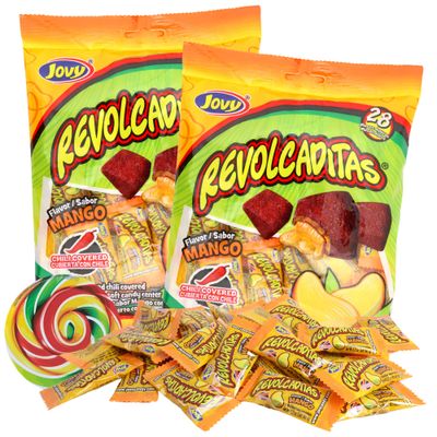 Needzo Spicy Mexican Candy, Mango Flavored Hard Candies with Chili Powder, Individually Wrapped Sweets, 6 Ounces (Pack of 2)