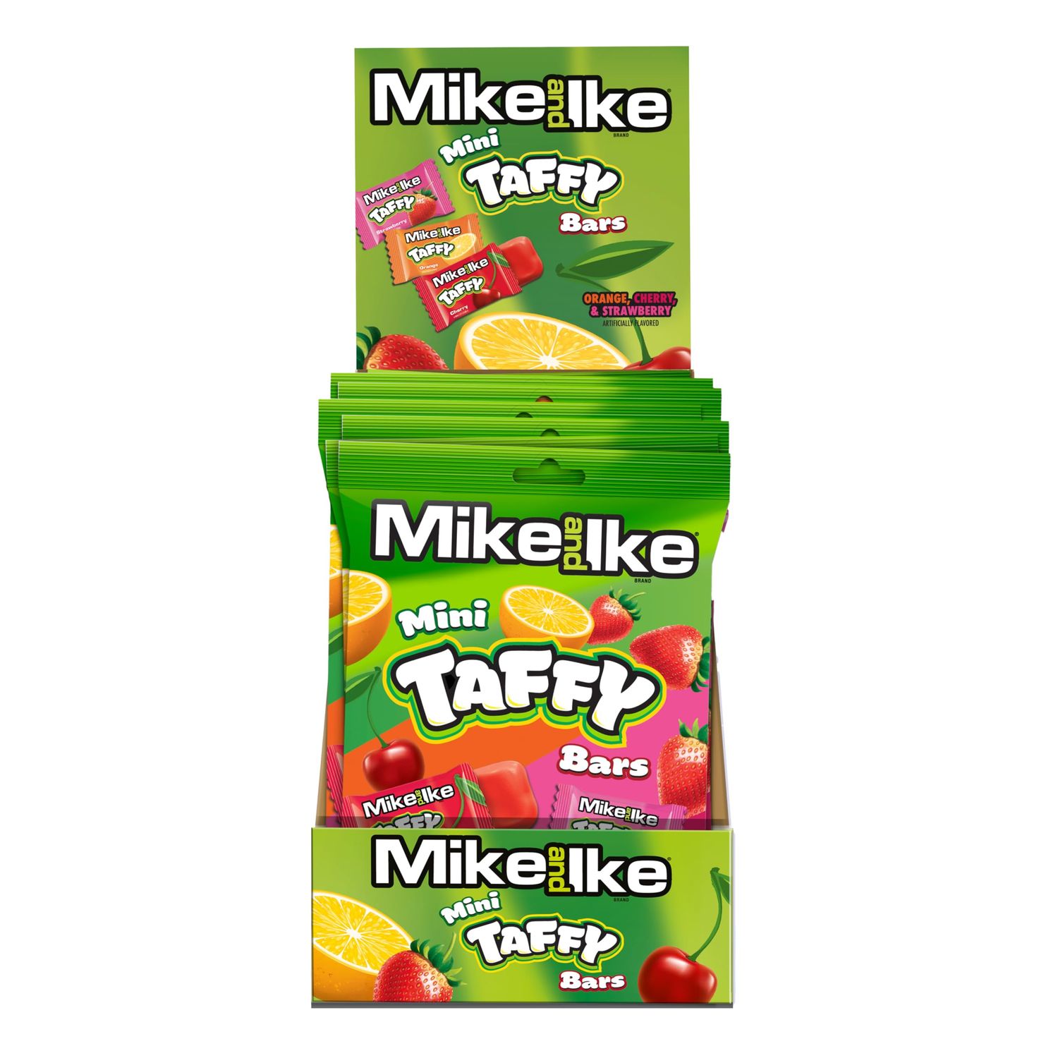 MIKE AND IKE Taffy - Fruity Candy Variety Pack - Assorted Flavors, Individually Wrapped Candy - Bulk Taffy - Gluten Free - 3.8 oz, Box of 12