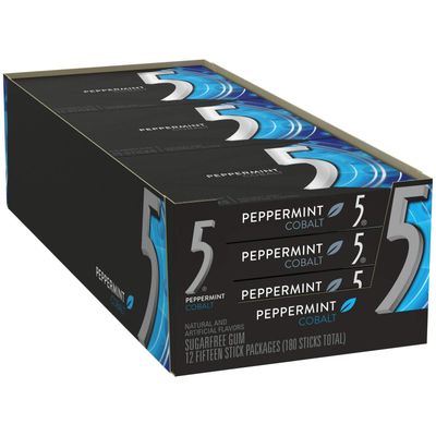 Wrigley&#39;s 5 Gum Cobalt Peppermint (15 Count, 12 Pack)
