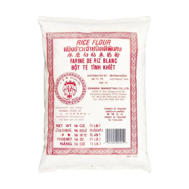 Thai Rice Flour 16 oz (Basic), Pack of 1, Thailand Rice Flour for Baking &amp; Cooking, 100% Natural, Gluten-Free, Vegan, 1 Pound