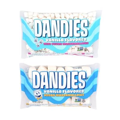 Dandies Regular and Mini Sized Vegan Marshmallows, No Artificial Flavorings, Food Dyes, Corn Syrup, or Gelatin, Perfect for Roasting, Smores, or Snacking (2 Pack, 10 oz)