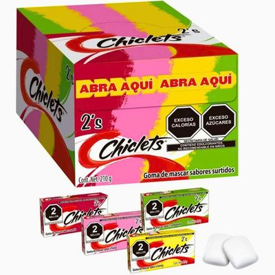 Chiclets Gum Adams Mexican Chewing Gum Pastillas Surtido 4 Mix Flavors 75 x 2 Units (Pack of 1)