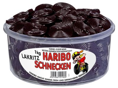Haribo Lakritz Schnecken, 1er Pack (1 x 1 kg Dose)