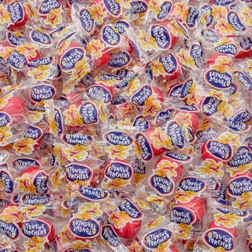 TONGUE TORCHERS Fireball Candy 2 lb - in Bulk Resealable Bag, Hot &amp; Spicy Cinnamon Hard Candy, Individually Wrapped