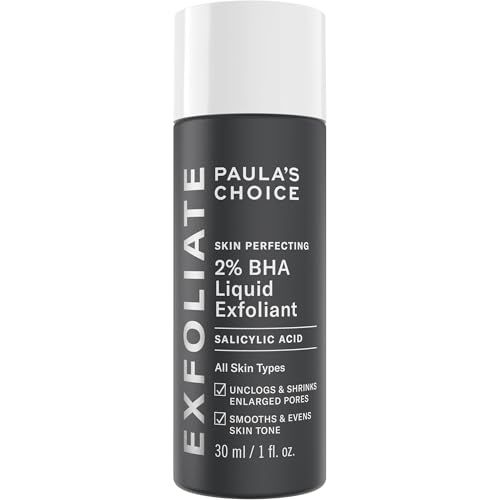 Paula&#39;s Choice Skin Perfecting 2% BHA Liquid Salicylic Acid Exfoliant, Gentle Facial Exfoliator for Blackheads, Large Pores, Wrinkles &amp; Fine Lines, Travel Size, 1 Fluid Ounce