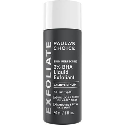 Paula&#39;s Choice Skin Perfecting 2% BHA Liquid Salicylic Acid Exfoliant, Gentle Facial Exfoliator for Blackheads, Large Pores, Wrinkles &amp; Fine Lines, Travel Size, 1 Fluid Ounce
