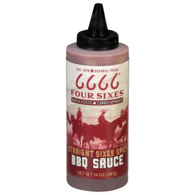 6666 Four Sixes Straight Sixes Spicy BBQ Sauce, 14 Ounce