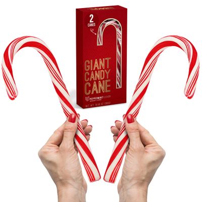 Giant Candy Cane Sticks 2 Pack Gift box - 10 Inch Individually Wrapped Christmas Candy Peppermint Flavor For Stocking Fillers, Holiday Party Favor, Gift Decorations