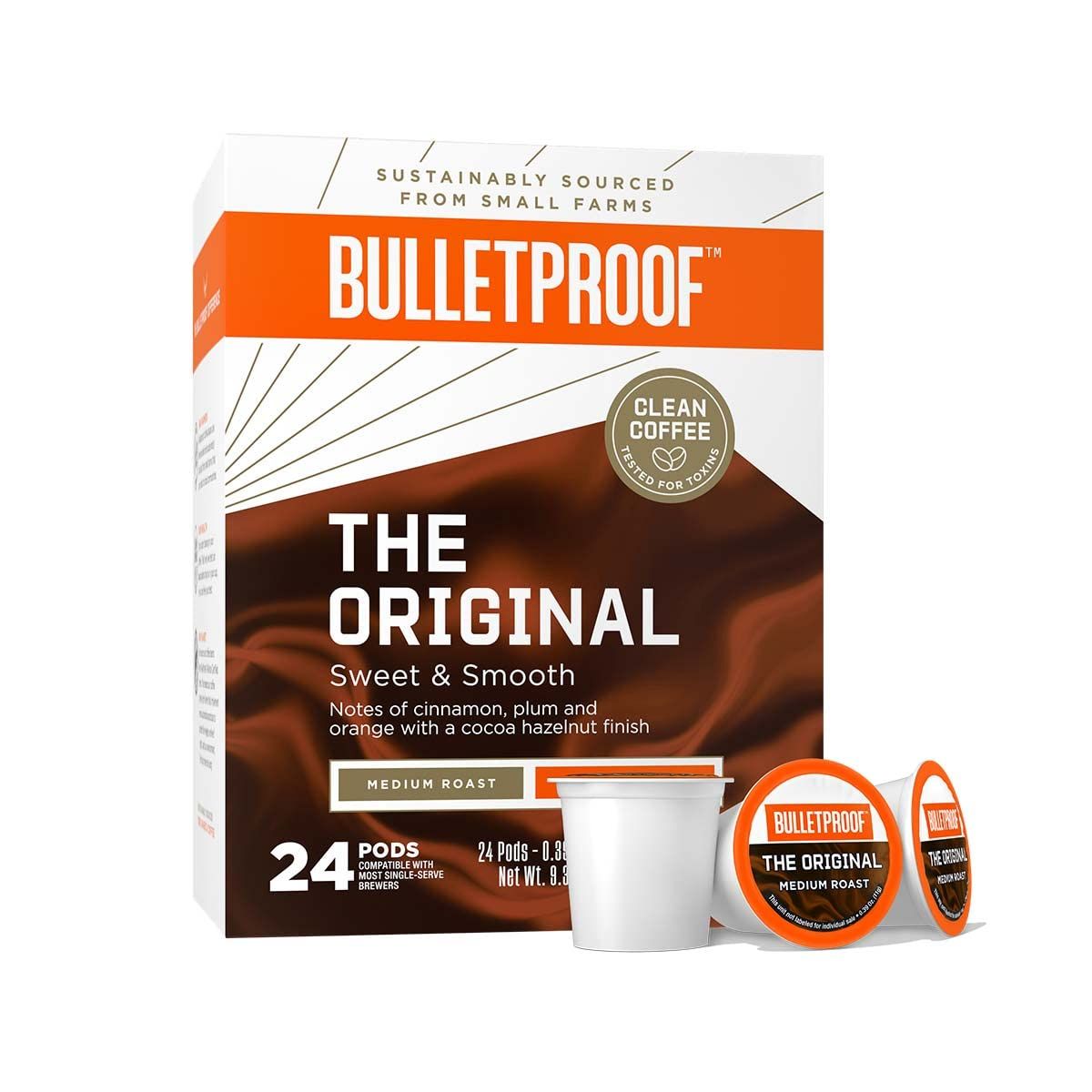 Bulletproof Original Medium Roast Single-Serve Pods, 24 Count, Arabica Coffee Sourced from Central and South America
