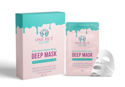 ONEHUTGLOW Bio-Collagen Real Deep Mask Hydrating Overnight Hydrogel Facial Masks Korean Skin Care Products, 35g x 4ea