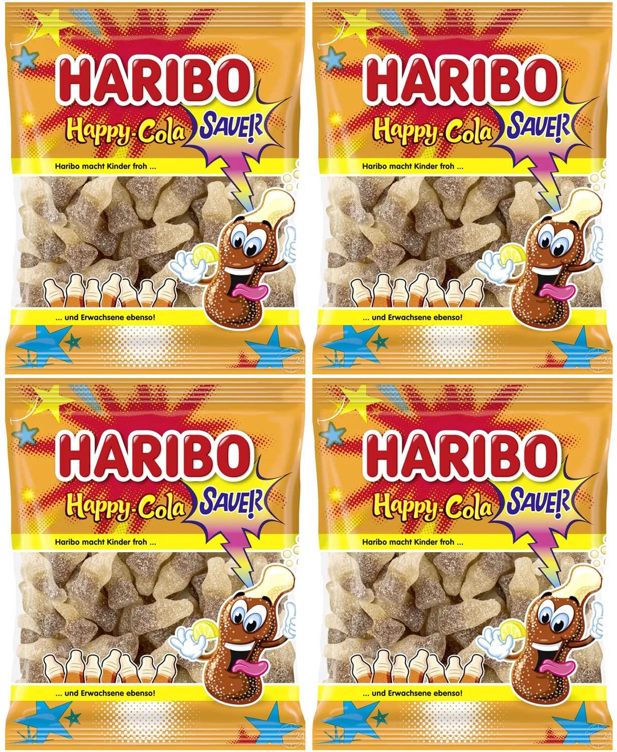 Haribo Happy-Cola Sauer (Sour) Gummy Candy 4-Pack (4 x 175g)