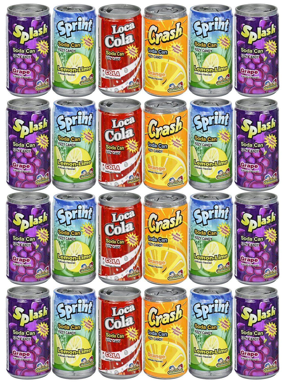 Set of 24 - .25oz Mini Soda Can Fizzy Candy! - Goody Bag Filler - Party Favor - 4 Assorted Flavors!