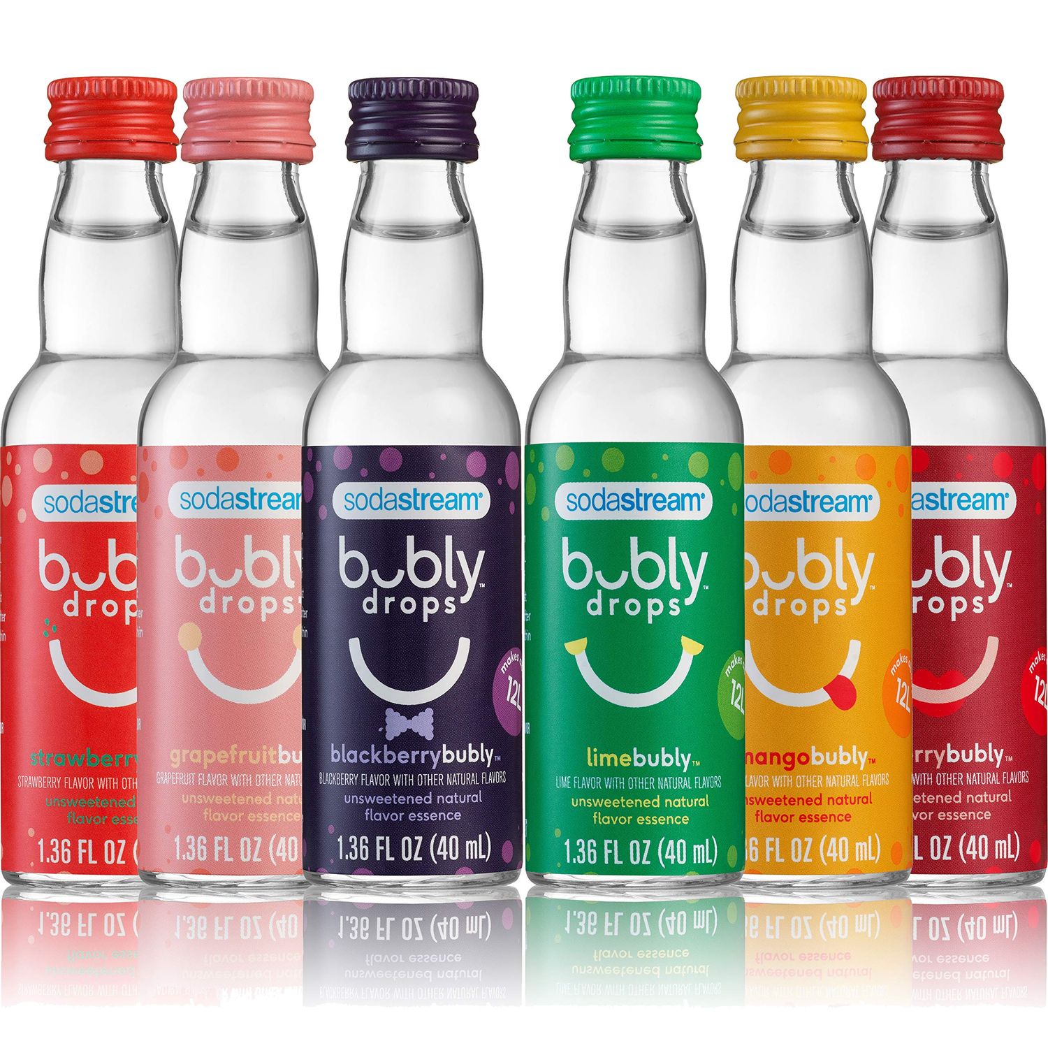 SodaStream - Bubly Fruit Drops for Sparkling Water Natural Fruit Flavor Zero Calories, No Sweeteners Create Your Own Bubly with SodaStream Variety Pack, Bubly Original, Pack of 6 8 Fl Oz