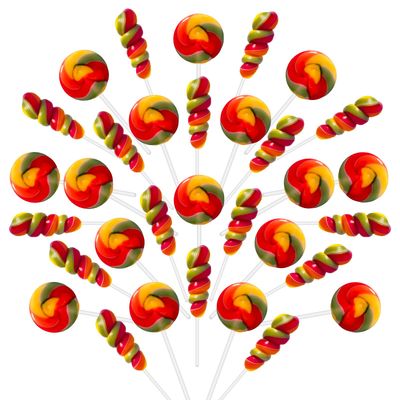 32 Pack Rainbow Candy Lollipops Without Dyes and Artificial Colors, Individually Wrapped Lollipops Sucker Bulk, 1616 Twisty &amp; Swirl Lollipop Candies, Gluten Free, Easter Snacks, Candy For Party