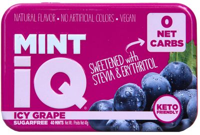 Big Sky MINT iQ Icy Grape Mint Candy 40 grams Pack of 6 Tins in Display Tray - Travel Size Mint Candies Tin - Keto Friendly, Vegan &amp; Natural Fruity Flavored Candy Mints for Long Lasting Fresh Breath