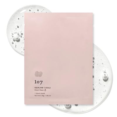 107 SQUALANE CUDDLE Sheet Mask, Pack of 5 Sheets, Squalane &amp; Niacinamide, Hydrating &amp; Rejuvenating Facial Treatment, Korean Skincare, 30g (1.06oz) per Sheet