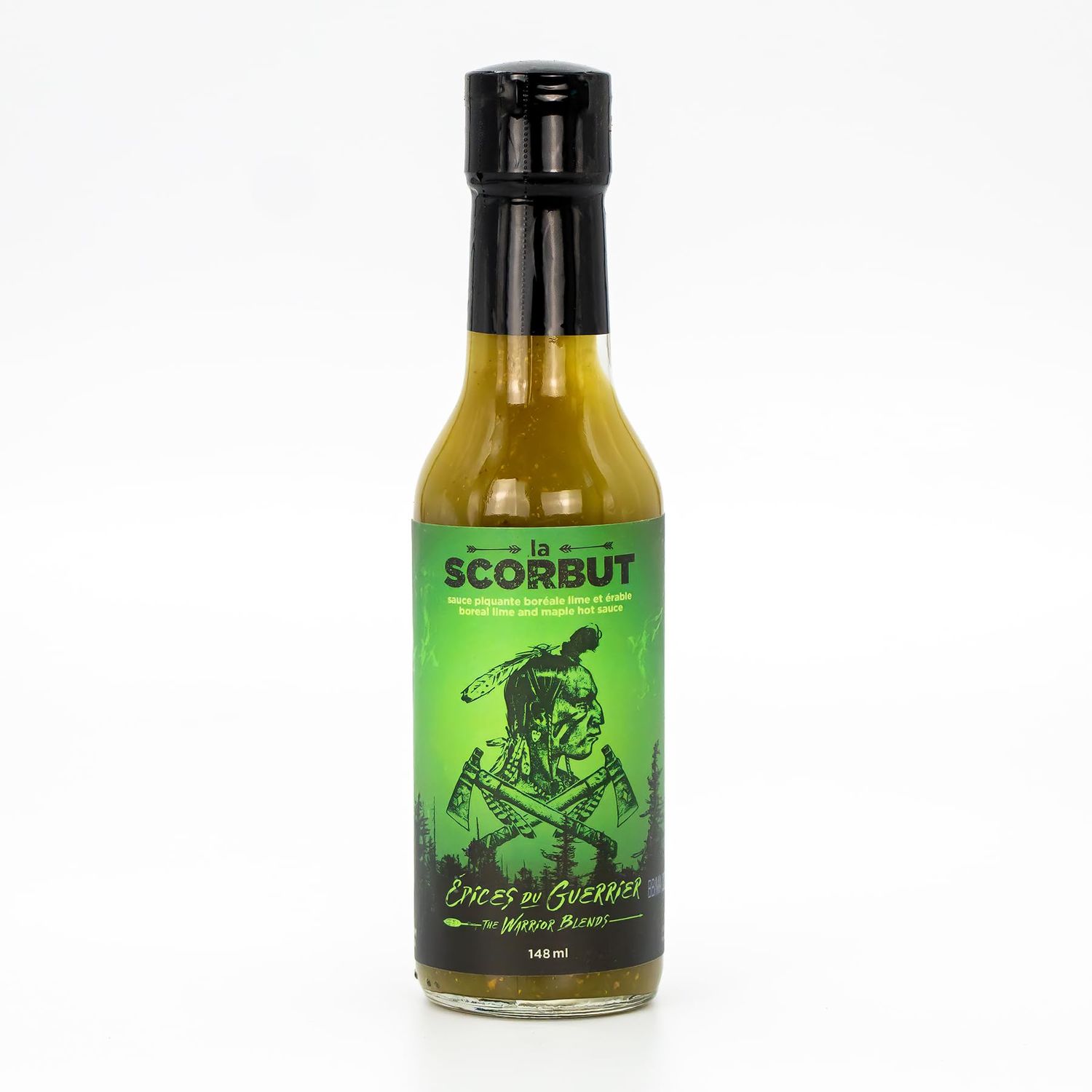 The Warrior Blends - Scorbut Jalapeno, Maple &amp; Lime Hot Sauce with Alder Pepper, Preservative Free - 148 mL. / 5 fl. Oz