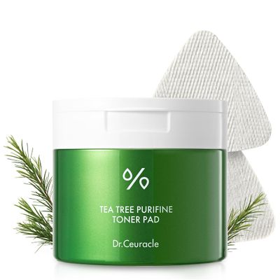 Dr.Ceuracle Tea Tree Purifine Toner Pad - Korean Skincare Mild Exfoliating and Pore Care, Double-Textured Face Pads with PHA, Zinc PCA, Niacinamide (60 Pads)