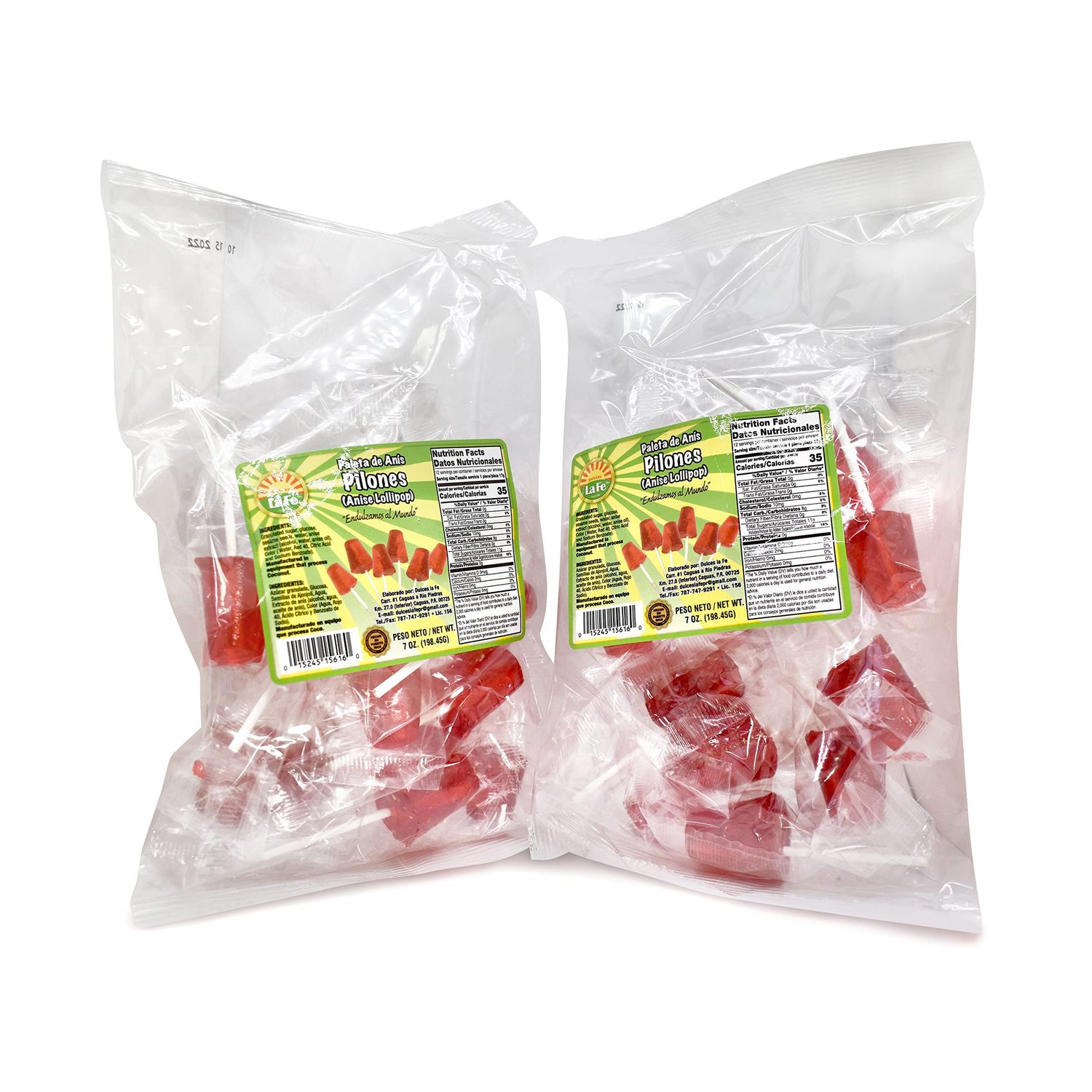 Lollipops (Pilones) By Dulces La Fe 2-Pack (20 Total) -Individually Wrapped Candies - El Pantry Bag
