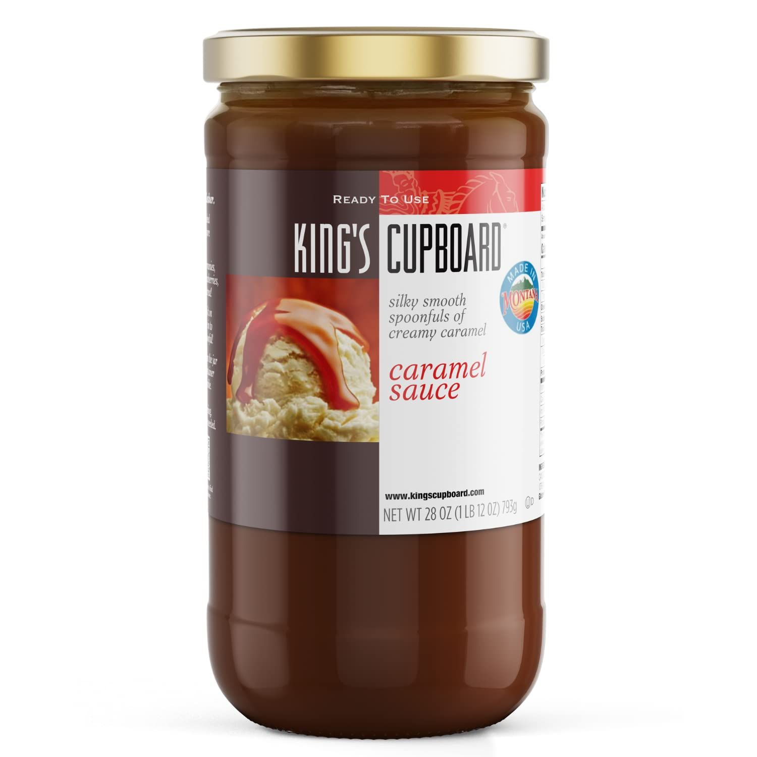 King&#39;s Cupboard Cream Caramel Sauce - The Perfect Sauce for Ice Cream, Fruit Dip, Topping Desserts, Caramel Drizzle for Coffee - Gluten-Free, Kosher, All Natural Ingredients, 28 oz
