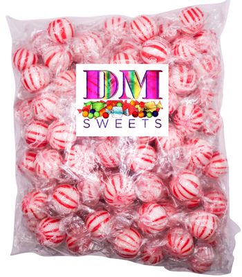Jumbo Mint Balls - 2.5 lbs of Fresh Individually Wrapped Delicious Red and White Striped Mint Candy