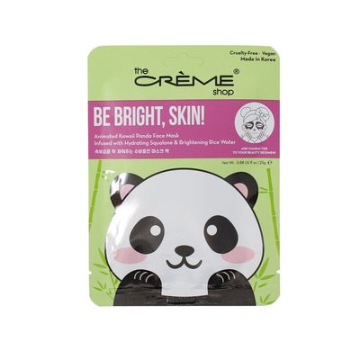 The Crme Shop Be Bright, Skin! Animated Kawaii Panda Face Mask, Brightening Facial Mask with Squalene and Rice Water, K Beauty Sheet Mask - 3 Pack