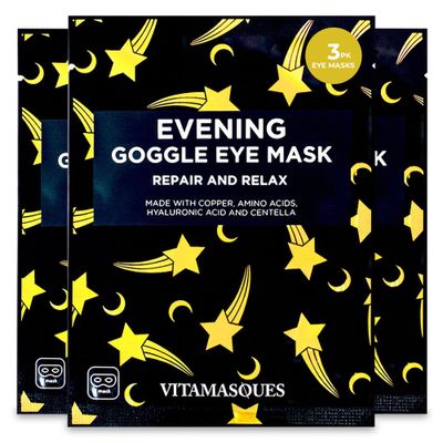 Vitamasques Under Eye Mask, 3-Pack Ultra-Revitalizing Goggle Mask, Korean Skin Care, Hydrates &amp; Smooths Fine Lines &amp; Tired Looking Under Eyes - Hyaluronic Acid &amp; Centella