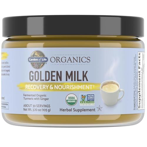 Garden of Life Organics Golden Milk Recovery &amp; Nourishment Powder - 44mg Turmeric Curcumin (95% Curcuminoids), Ashwagandha - Organic Non-GMO Vegan &amp; Gluten Free Herbal Supplements, 30 Servings