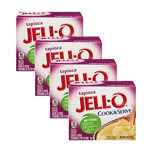 Jell-O, Cook &amp; Serve, Tapioca Pudding &amp; Pie Filling, 3oz Box (Pack of 4)