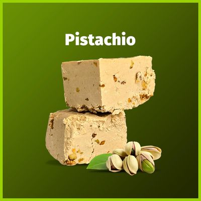 Sesame Halva with Pistachio - Delicious Sweet Israeli Snacks Sesame Tahini Treat Bars for Melt-in-Your Mouth Delight - Perfect Halva Pistachio for Any Occasion - Vegan, Kosher - 16OZ (454g)