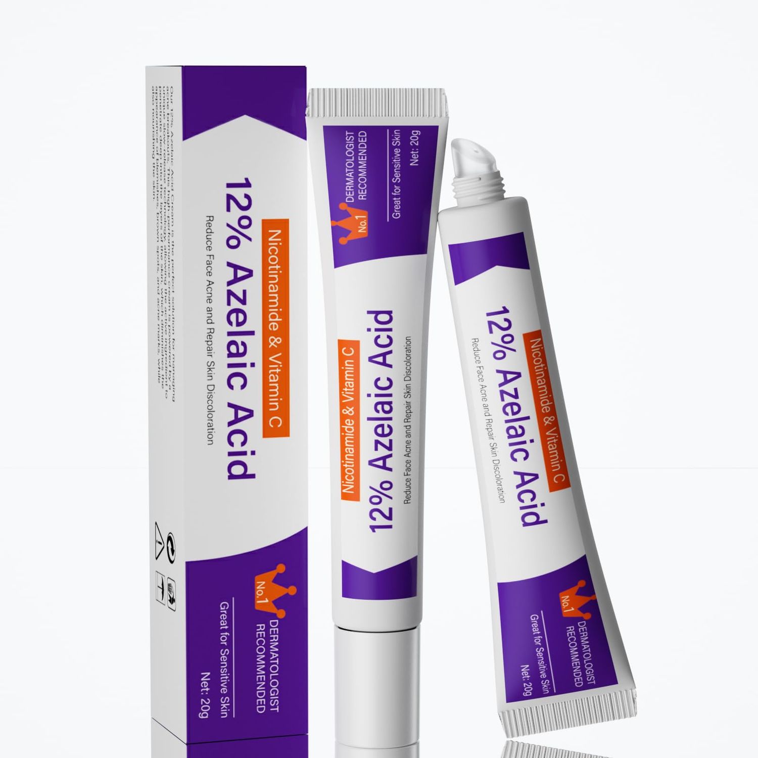 Azelaic Acid 12% Serum for Acne &amp; Redness Relief - Niacinamide Facial Serum to Reduce Pimples, Blackheads, Scars &amp; Oily Skin - Brightening Azelaic Acid Cream for Clear, Balanced Skin (1PCS)