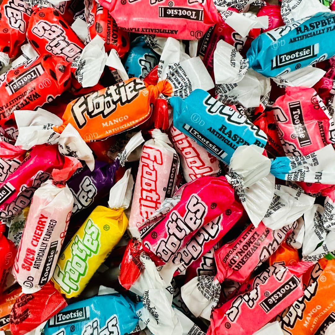 Tootsie Frooties Assorted Fruity Flavored Chewy Candy - 5lbs of 10 Flavors Individually Wrapped Bulk Candy Packaged in Resealable Stand-Up Bag.