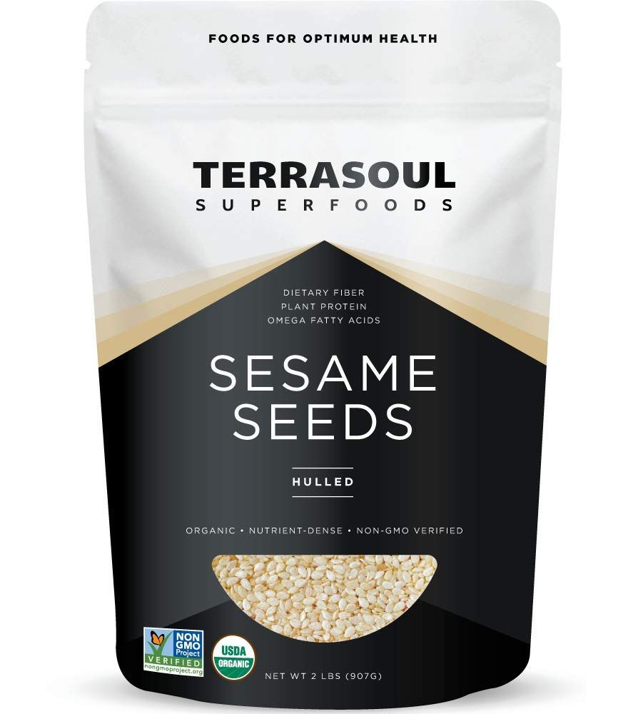 Terrasoul Superfoods Organic Hulled Sesame Seeds, 2 Lbs - Perfect for Tahini Gluten-free Raw