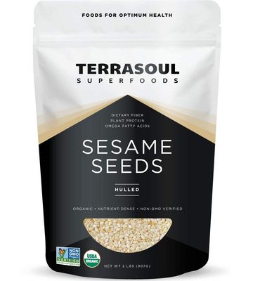 Terrasoul Superfoods Organic Hulled Sesame Seeds, 2 Lbs - Perfect for Tahini Gluten-free Raw