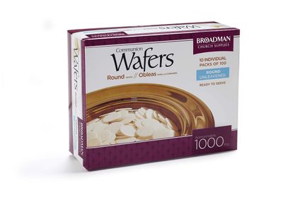 Broadman Church Supplies Communion Wafer, Round with Cross Design, 1,000 Count