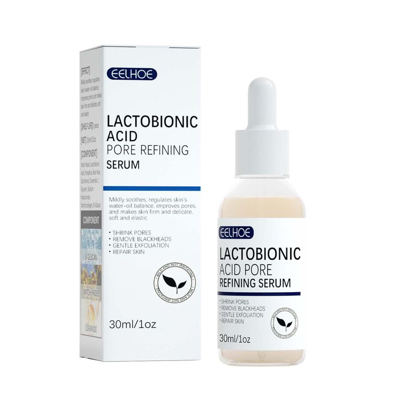 Lactobionic Acid Pore Refining Serum,Minimize Pores Serum Gentle Formula Clean Pore Shrink Pore Firming Skin Reduce Fine Lines Facial Liquid for All Skin