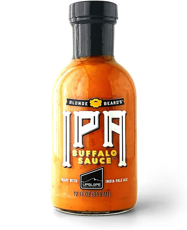 Blonde Beard&#39;s IPA Buffalo Sauce - (Medium/Hot) - Made With Upslope India Pale Ale - Great On Chicken Wings - Hot &amp; Hoppy - Craft Beer, Cayenne Pepper, Garlic, Butter - All Natural (12 fl oz)