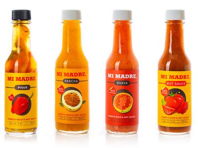 Mi Madre Hot Sauce from Puerto Rico, Four Flavor Variety, Pique, Passion Fruit, Guava, and Tomato, 5 Ounce (Pack of 4)