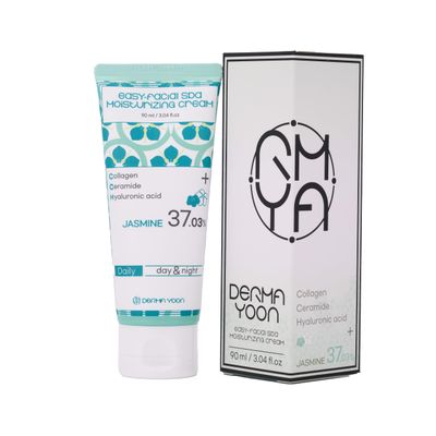 DERMA YOON Jasmine 37% Daily Moisturizer, Face cream, 3 Ounce, Easy-facial spa moisturizing cream, 90ml, Korean Skincare