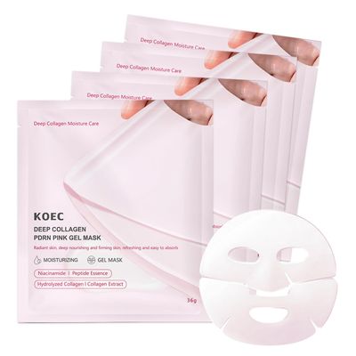 Deep Collagen PDRN Pink Gel Mask,Moisturizing Overnight Collagen Face Mask,Overnight Facial Sheet Mask For Glass Glow Skin - Deeply Nourishing,Lifting &amp; Firming,Restoring Skin Elasticity-36gx4pcs