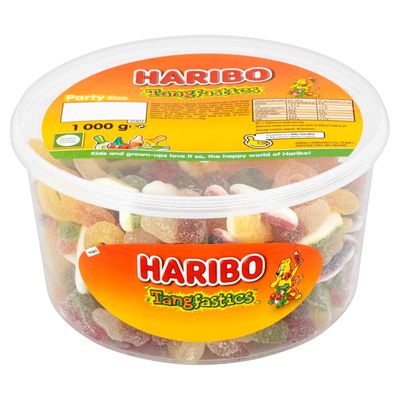 Original Haribo Tangfastics Tub The Original Sour Mix Sugar Coated Super Tangy Sour Gummies Gummy Sweets Imported From The UK British Gummy Candy HARIBO Tangfastics Tub, 1000 g