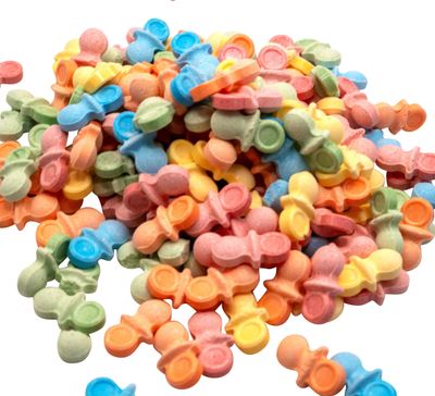 DM Sweets Oh Baby - 1 lb of Uncoated Rainbow Baby Pacifier Fruit Flavored Candy. Perfect for Baby Showers! Sweet and Tart!, Pink