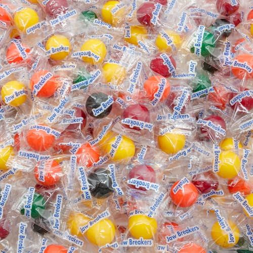 JAWBREAKERS Hard Candy 2 lb - 5 Assorted Fruit Flavors, Individually Wrapped, Bulk Candies in Resealable Bag