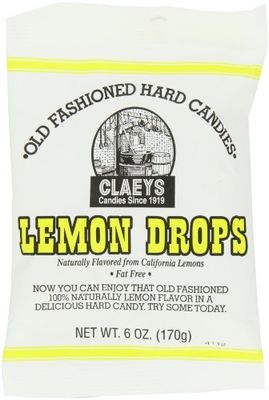 Claey&#39;s Candies Lemon Drops - Old Fashioned Hard Candy - 100 Percent Naturally Lemon Flavor - Fat-Free - 6 Ounce - 12-Pack
