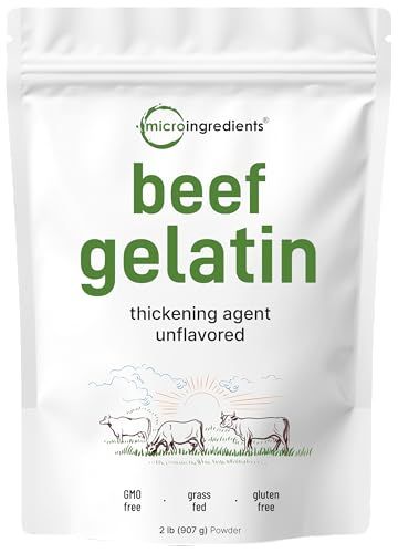 Beef Gelatin Powder, 2lb (32oz) Premium Source from Grass-Fed &amp; Pasture Raised Beef Unflavored Thickening Agent for Cooking &amp; Baking Rich in Natural Protein &amp; Collagen Non-GMO, Gluten Free