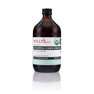 Willy&#39;s Organic ACV Apple Cider Vinegar with Mother - Probiotocs for Detox and Gut Health. 16.9oz Glass Bottle