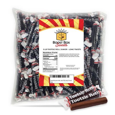 Junior Long Twist Individually Wrapped Bulk Classic Chewy Chocolate Taffy Candy (5 Pound)